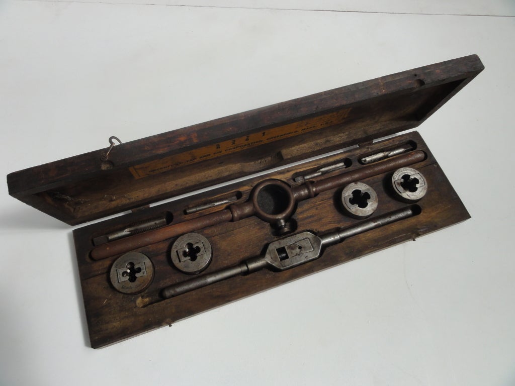 Mid-20th Century Industrial Tap and Die set ''Little Giant'' Greenfield, Mass USA