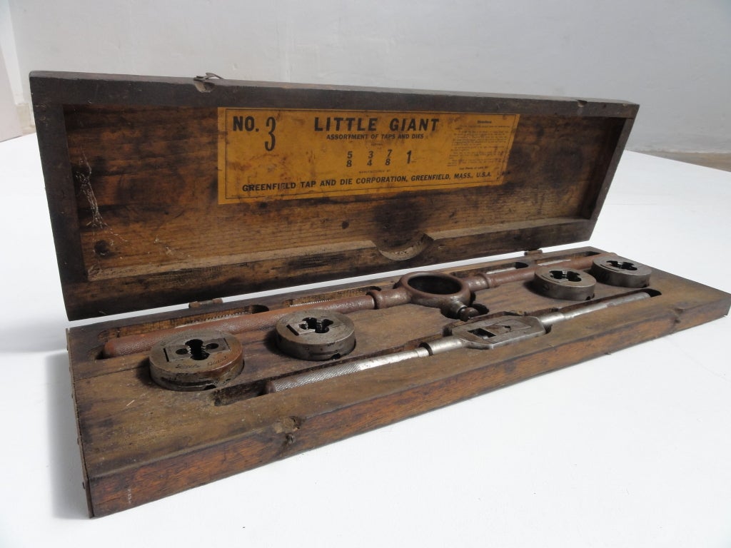 Metal Industrial Tap and Die set ''Little Giant'' Greenfield, Mass USA