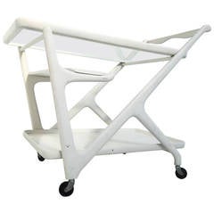 Unique White Cesare Lacca Tea Trolley or Bar Cart for Cassina, Italy 1950s 10