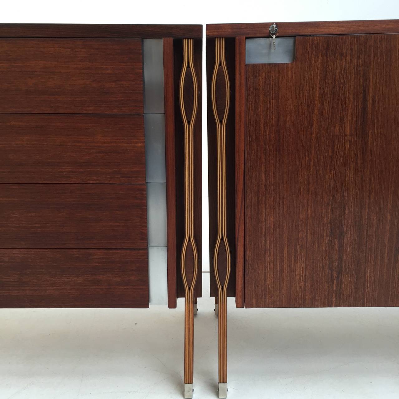 Beautiful Rosewood Ico Parisi 'Taormina' Companion, Credenza Cabinets, 1958 In Good Condition In bergen op zoom, NL