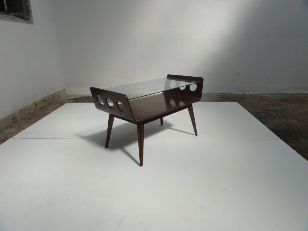 Glass Plywood coffeetable by W. Lutjens, De Boer Gouda Holland 1950's