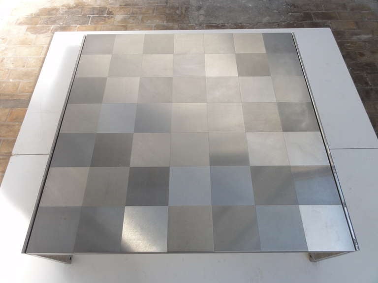 Italian Stunning  And Rare Stainless Steel  Op Art Table By Ross Littell, 1972, icf, Italy
