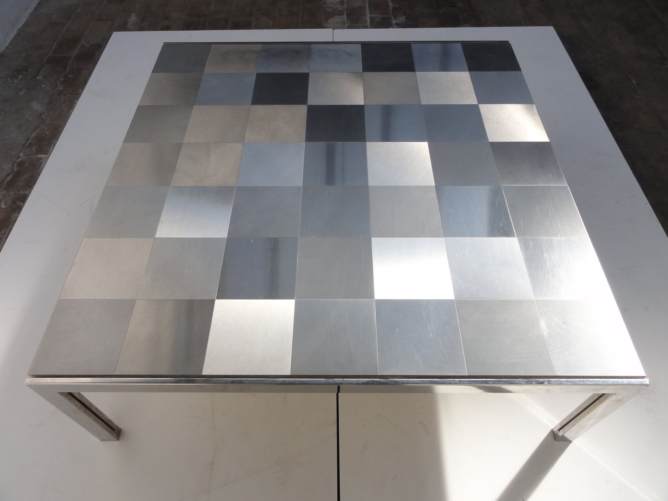 Stunning  And Rare Stainless Steel  Op Art Table By Ross Littell, 1972, icf, Italy