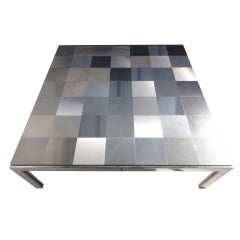 Stunning And Rare Stainless Steel Op Art Table By Ross Littell, 1972, icf, Italy