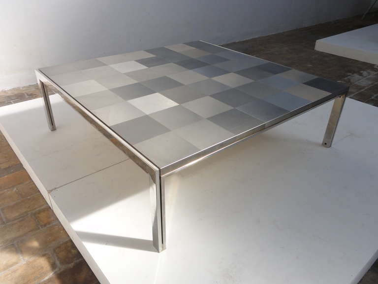 Stunning  And Rare Stainless Steel  Op Art Table By Ross Littell, 1972, icf, Italy 1
