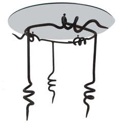 Brutalist ''pig Tail' Wrought Iron Side Table By Maroeska Metz, The Netherlands 1980's 11
