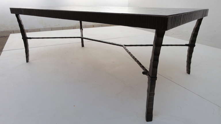 Scandinavian Modern Large Mid Century Danish Wrought Iron and Ceramic Coffee Table