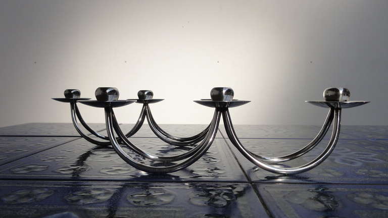 Scandinavian Modern Collection Of Danish Silver-Plated Candelabra Jensen Style
