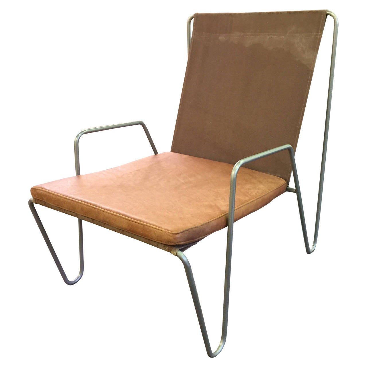 Verner Panton Early Edition Bachelor Armchair Canvas, Steel and Leather ...