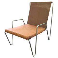 Verner Panton Early Edition Bachelor Armchair Canvas, Steel and Leather, Denmark