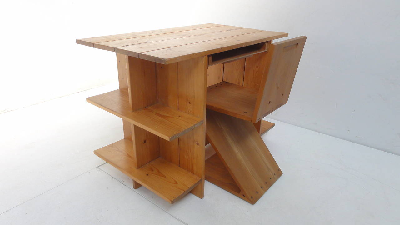 Mid-20th Century Gerrit Rietveld Crate Desk and Zig Zag Chair Metz & Co, 1950s the Netherlands