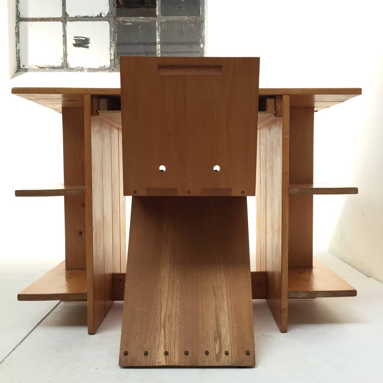 Rare crate desk by Gerrit Rietveld by Metz & Co, 1950s.

Since 1935 Metz & Co sold the progressive 'Crate furniture' of which this modernist desk is an perfect example.
With Rietveld’s choice for standardized pine board's modern furniture was now