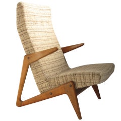 Alfred Hendrickx 1950's organic wood chair, Belform, Belgium