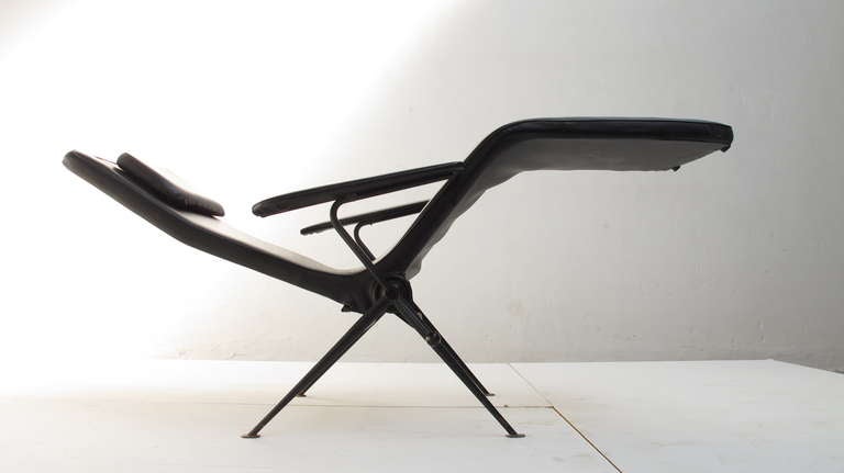 Mauser 1950's adjustable reclining chaise longue, Germany 1