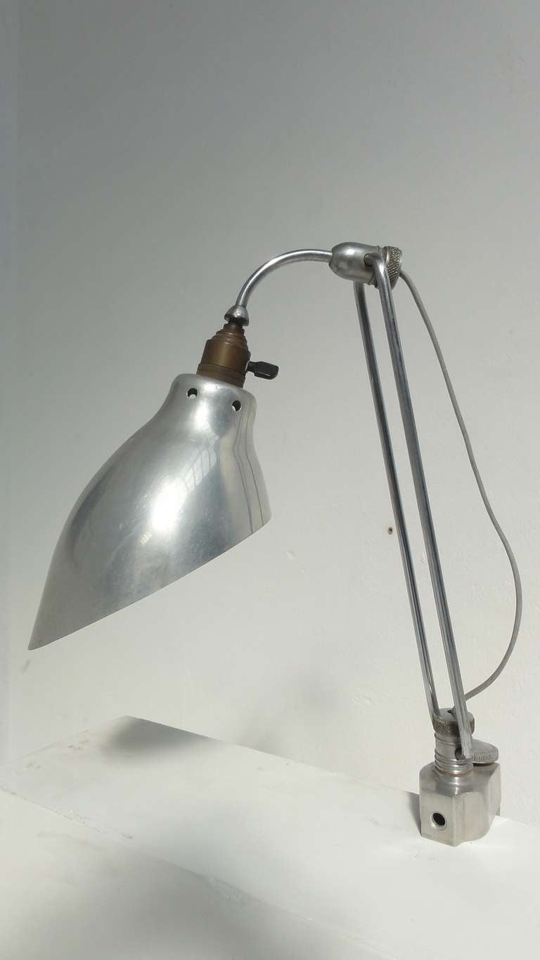 Aluminium French 50's adjustable Architectural lamp (as used in Atelier Jean prouve) 5