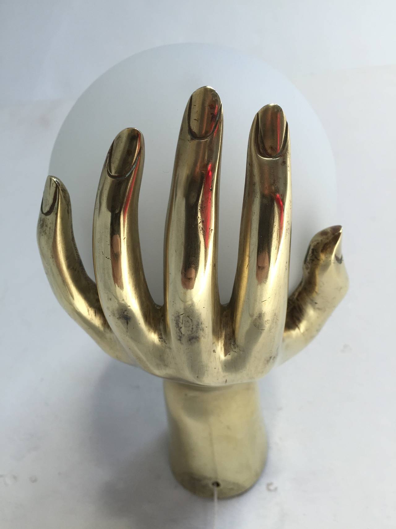 Surrealist, Brass and Opaline Glass '1436' Hand Appliques, Maison Arlus, 1960 1
