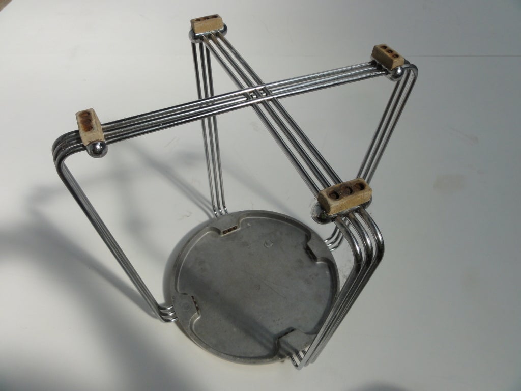 1930's die-cast aluminum & cork machine age - art deco stool 3