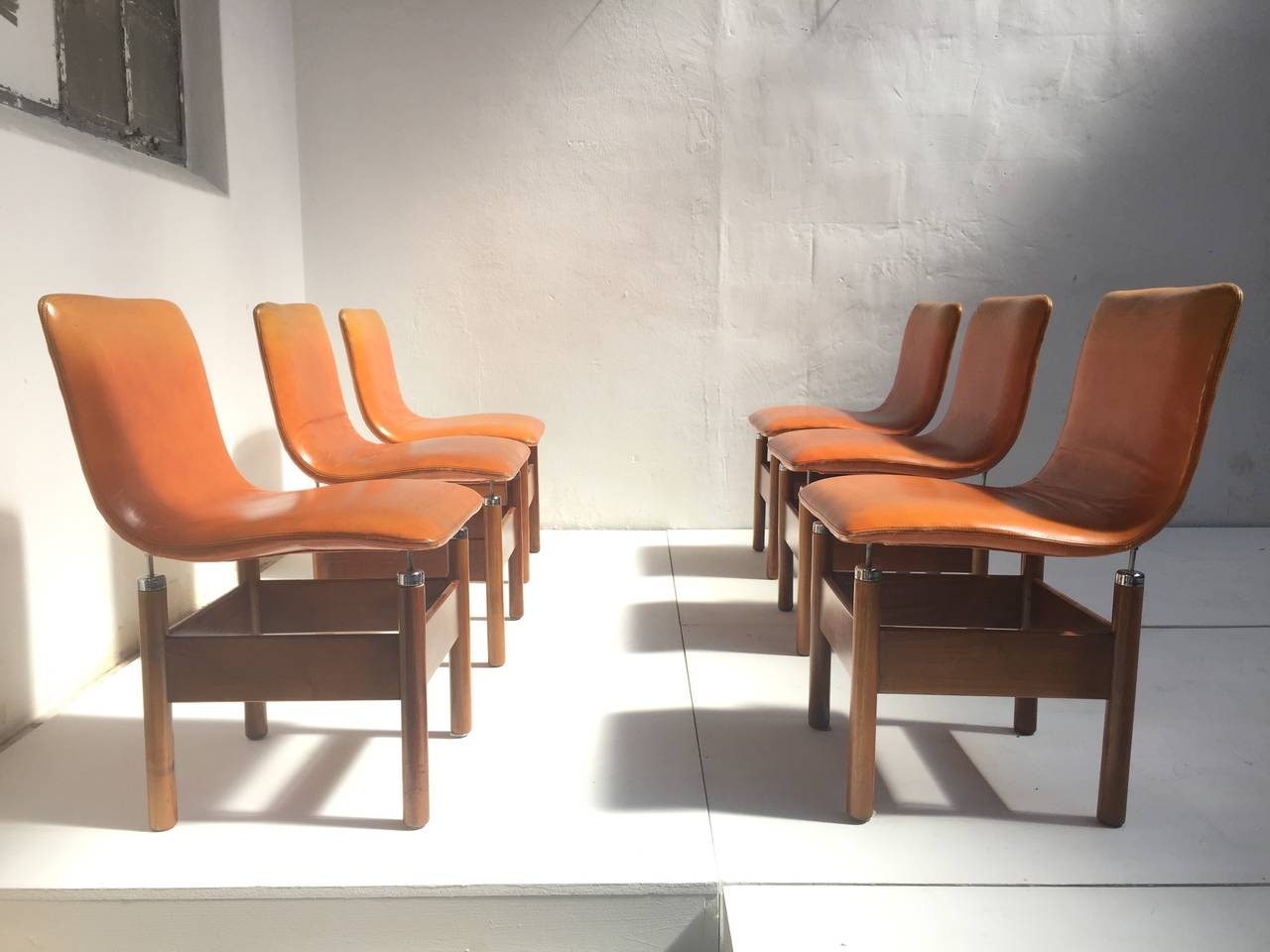Mid-Century Modern Six Beautiful 'Chelsea' Dining Chairs by Introini, Saporiti, 1966