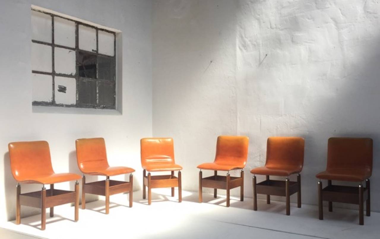 Italian Six Beautiful 'Chelsea' Dining Chairs by Introini, Saporiti, 1966