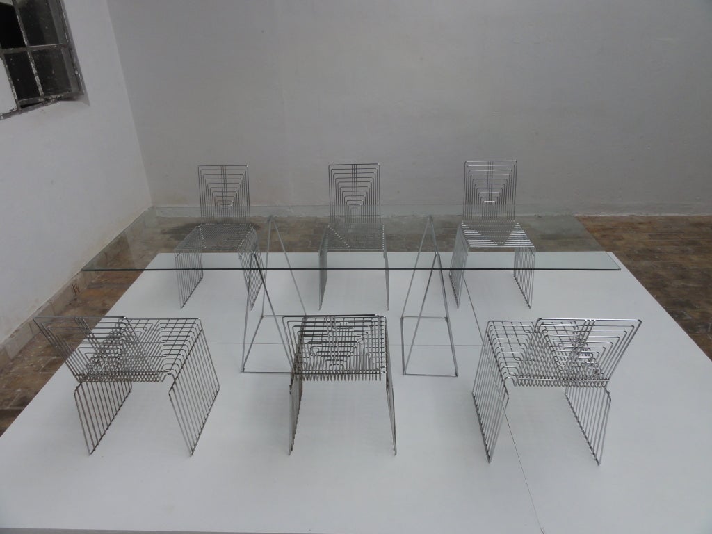Rare "Sculpture" Dining Set (10 chairs & table) By Max Sauze, 1970