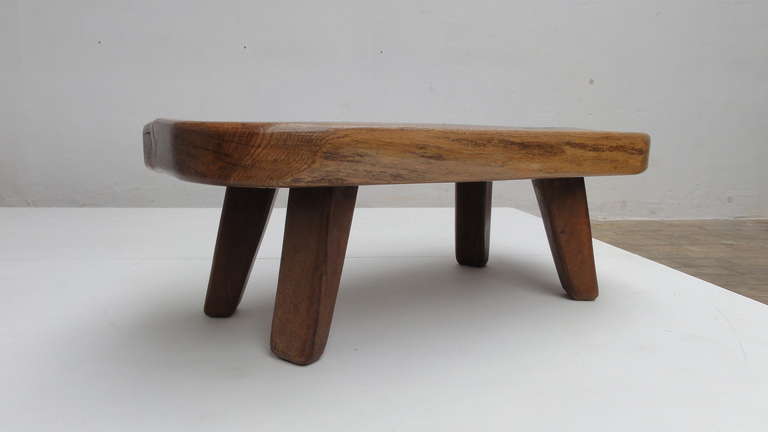 Mid-20th Century Rustic oak French coffee table in the style of Pierre Chapo & Charlotte Perriand