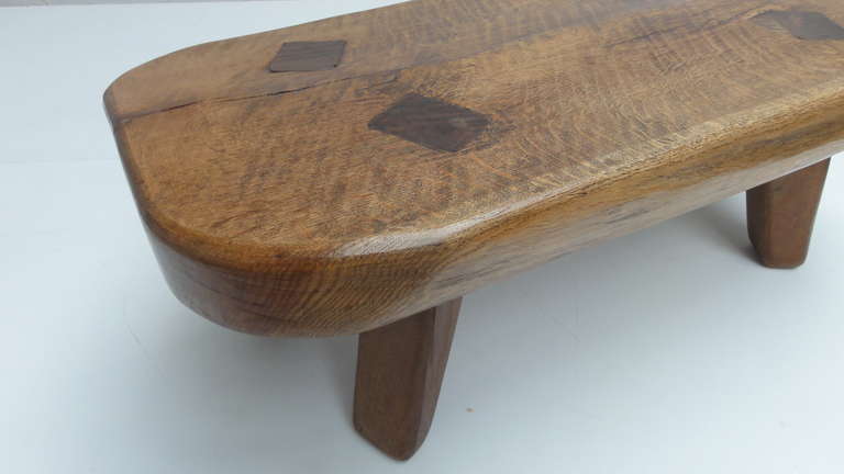 Rustic oak French coffee table in the style of Pierre Chapo & Charlotte Perriand 4