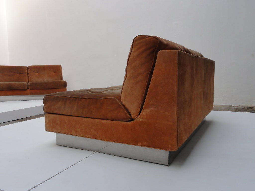 Rare Jacques Charpentier sofas edited by Galerie FLAT, Paris, 1970 1