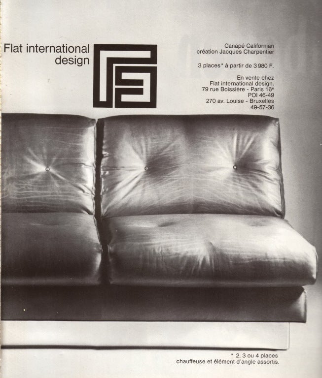 Rare Jacques Charpentier sofas edited by Galerie FLAT, Paris, 1970 3