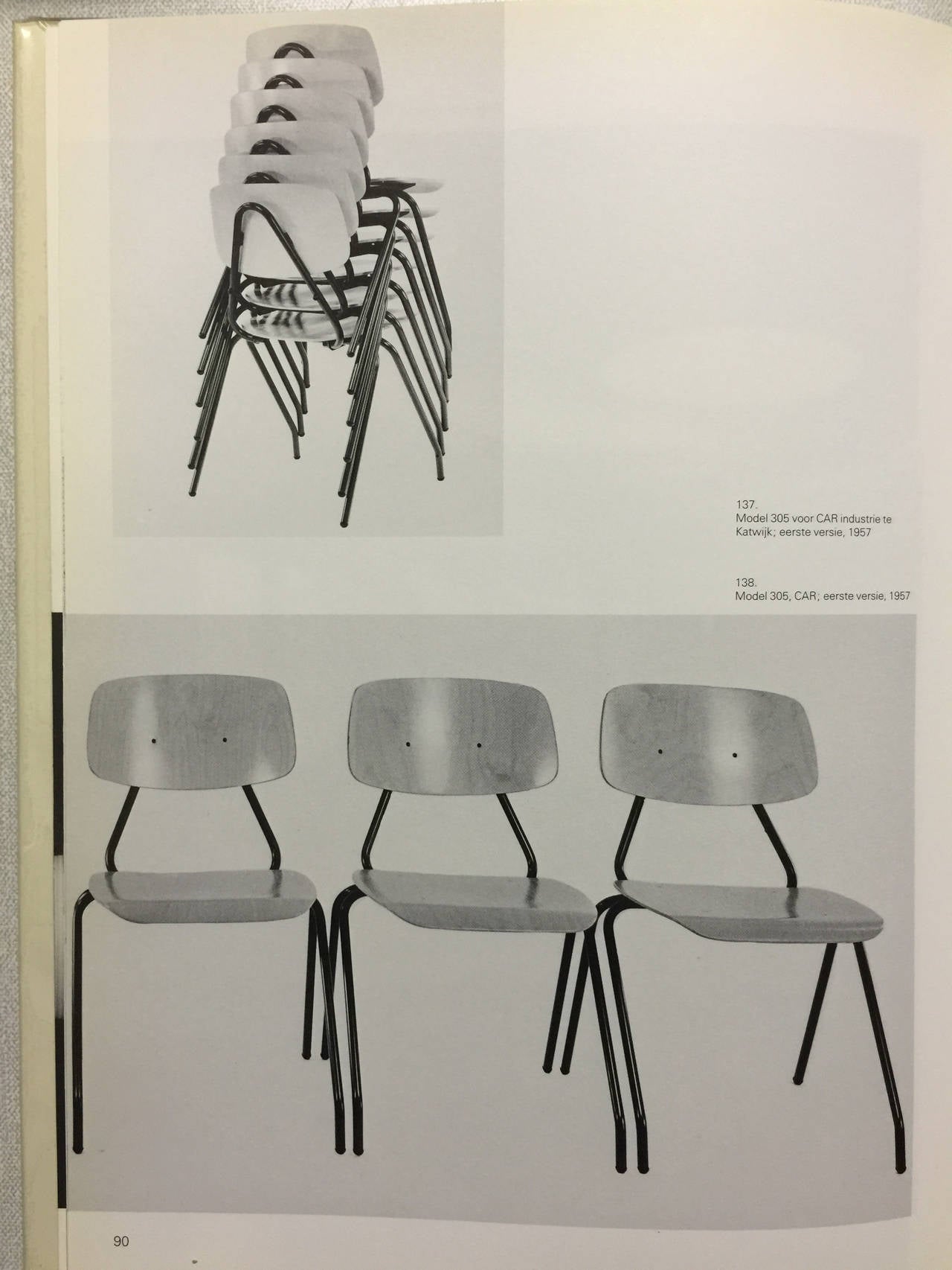 Enamel Kho Liang Le Stackable and Linkable Chairs Model 305 for CAR, 1957