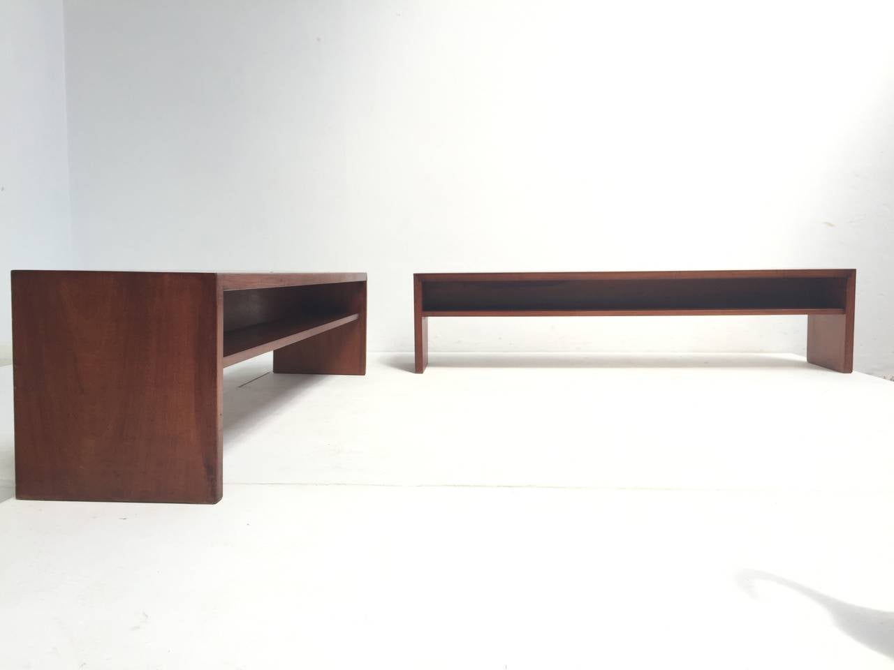 Unique Pair Solid Mahogany Church Benches by Dutch Architect Harry Nefkens, 1963 In Good Condition In bergen op zoom, NL
