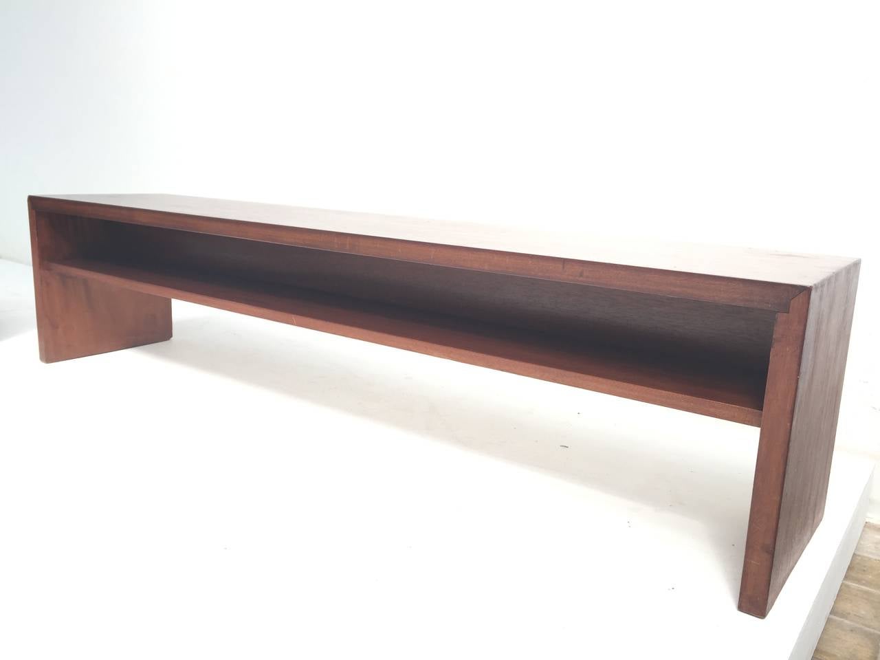 Mid-Century Modern Unique Pair Solid Mahogany Church Benches by Dutch Architect Harry Nefkens, 1963