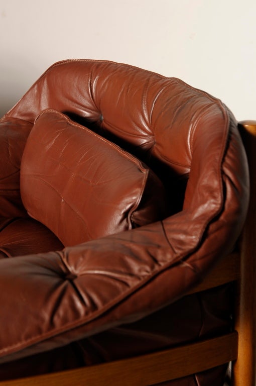 Arne Norell pair of brown leather easy chairs for Coja 1