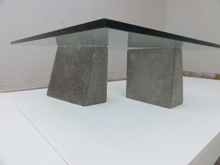 Late 20th Century Minimalist  dutch concrete and glass coffee table