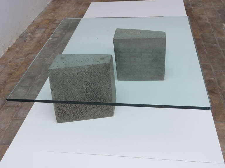 Minimalist  dutch concrete and glass coffee table 1