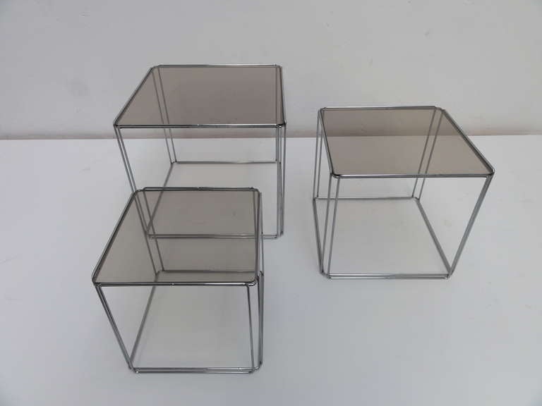 French Rare Set Of Max Sauze 'isocele' Nesting Tables, 1970 For Sale