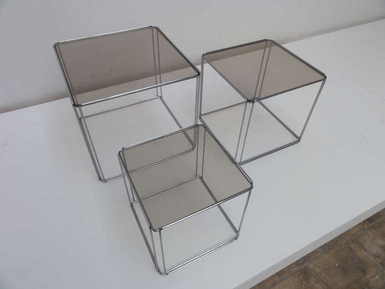 Late 20th Century Rare Set Of Max Sauze 'isocele' Nesting Tables, 1970 For Sale