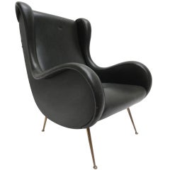 Italian 50's senior lounge chair in the style of Marco Zanuso