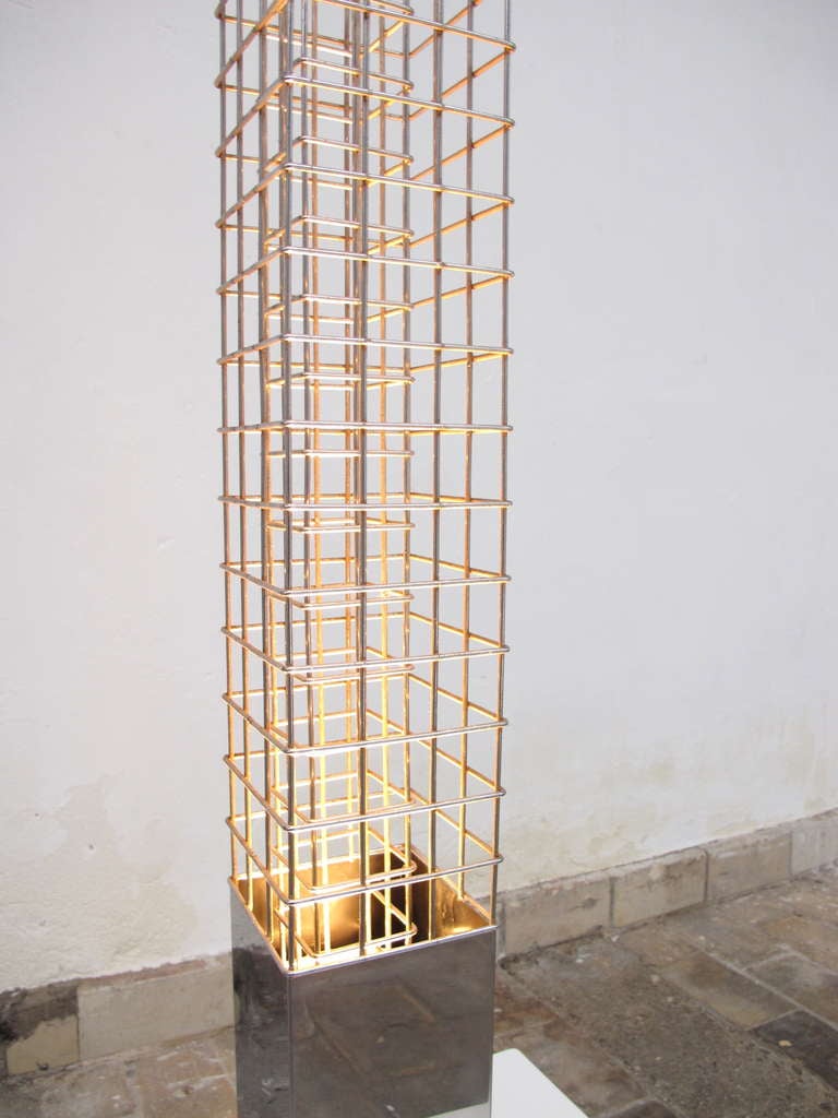 Late 20th Century Rare Galerie Oxar Paris Floor Lamp as Light Sculpture, Published Casa Vogue 1973