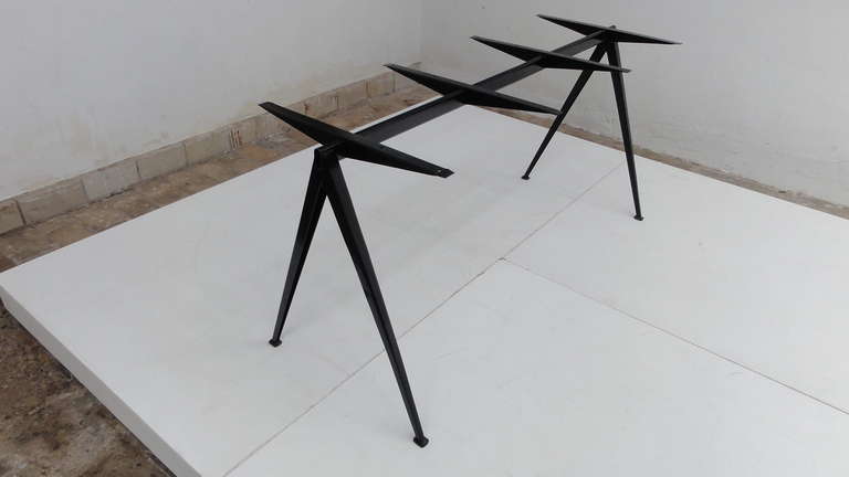 Mid-Century Modern Rare & Large Wim Rietveld Pyramid Table with Rustic Oak Top, The Netherlands, 1959