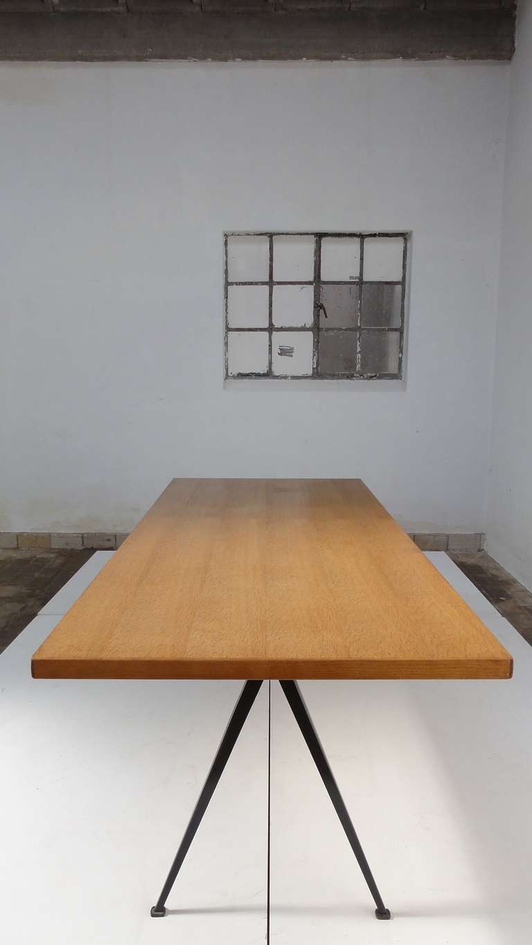 Rare & Large Wim Rietveld Pyramid Table with Rustic Oak Top, The Netherlands, 1959 In Good Condition In bergen op zoom, NL