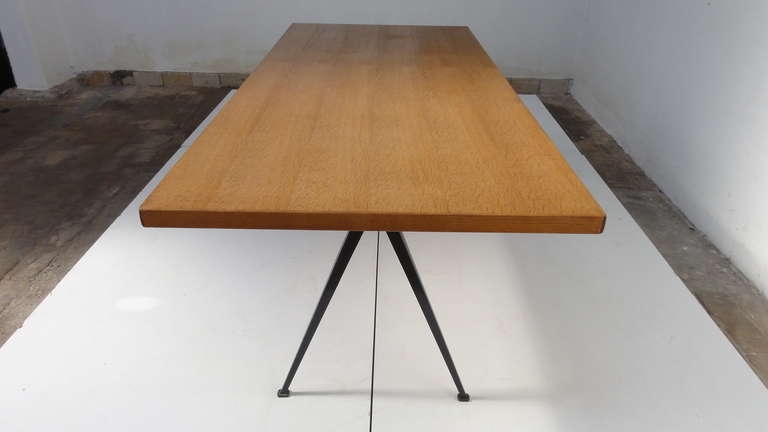 Mid-20th Century Rare & Large Wim Rietveld Pyramid Table with Rustic Oak Top, The Netherlands, 1959