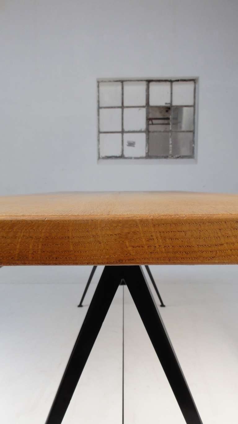 Rare & Large Wim Rietveld Pyramid Table with Rustic Oak Top, The Netherlands, 1959 1