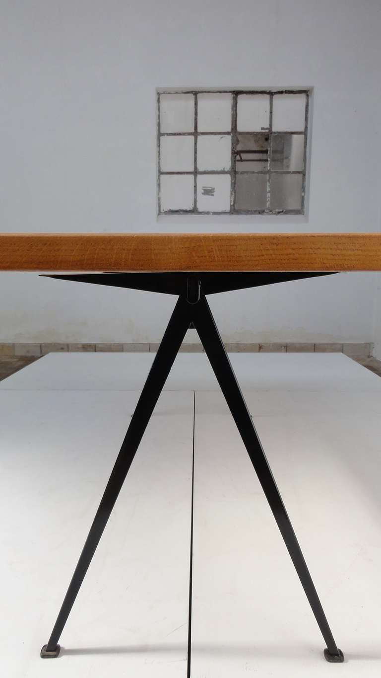 Rare & Large Wim Rietveld Pyramid Table with Rustic Oak Top, The Netherlands, 1959 2