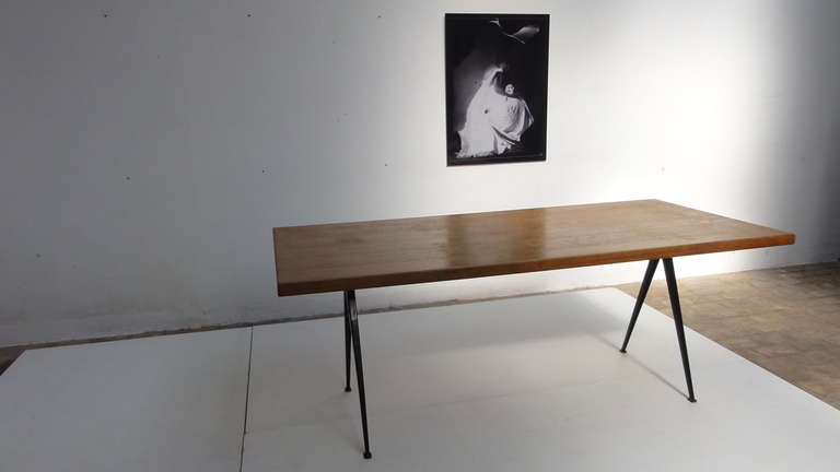 Rare & Large Wim Rietveld Pyramid Table with Rustic Oak Top, The Netherlands, 1959 3