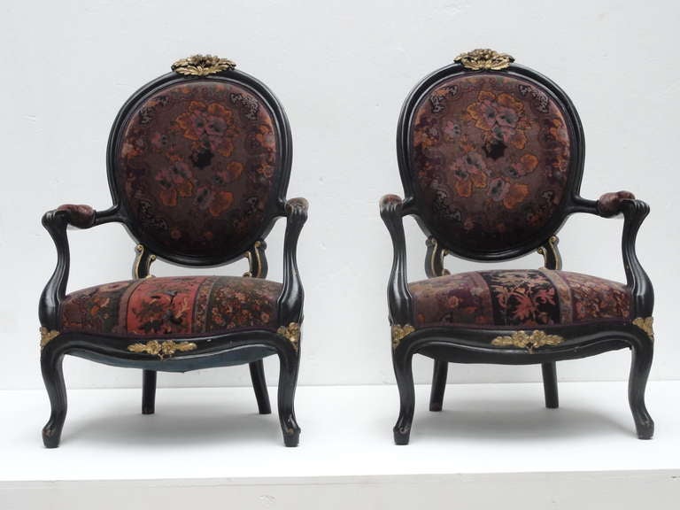 19th Century Pair of stunning Italian Voltaire Roccoco chairs circa 1860