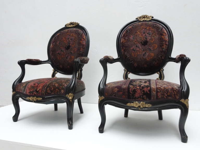 Pair of stunning Italian Voltaire Roccoco chairs circa 1860 2