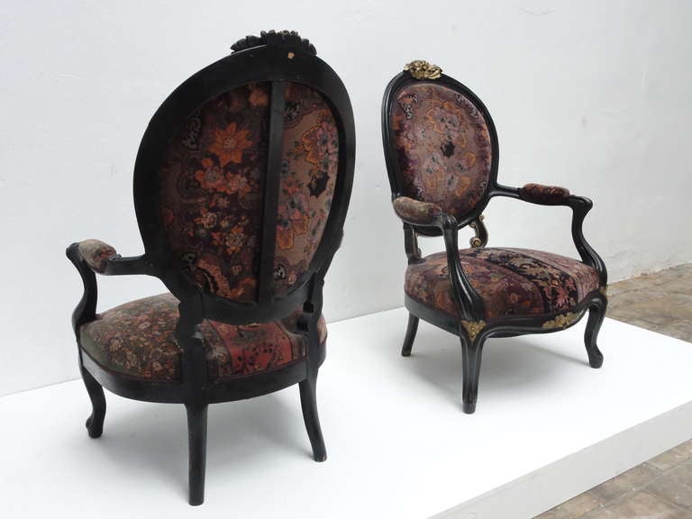 Pair of stunning Italian Voltaire Roccoco chairs circa 1860 3