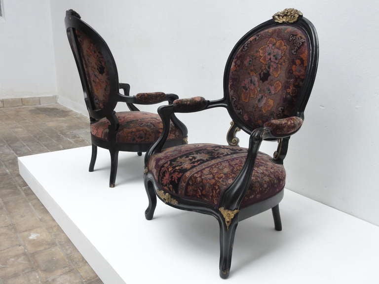 Pair of stunning Italian Voltaire Roccoco chairs circa 1860 4