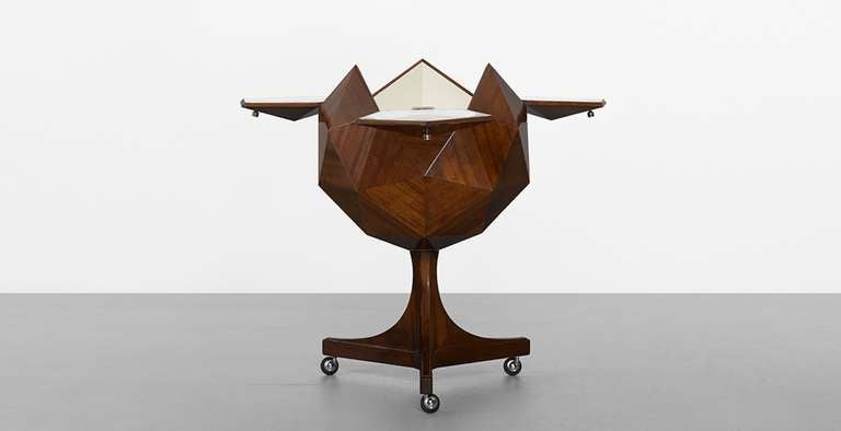 Mid-Century Modern Important 1950s Italian Polyhedron Form Bar in Mahogany Attributed to Ico Parisi