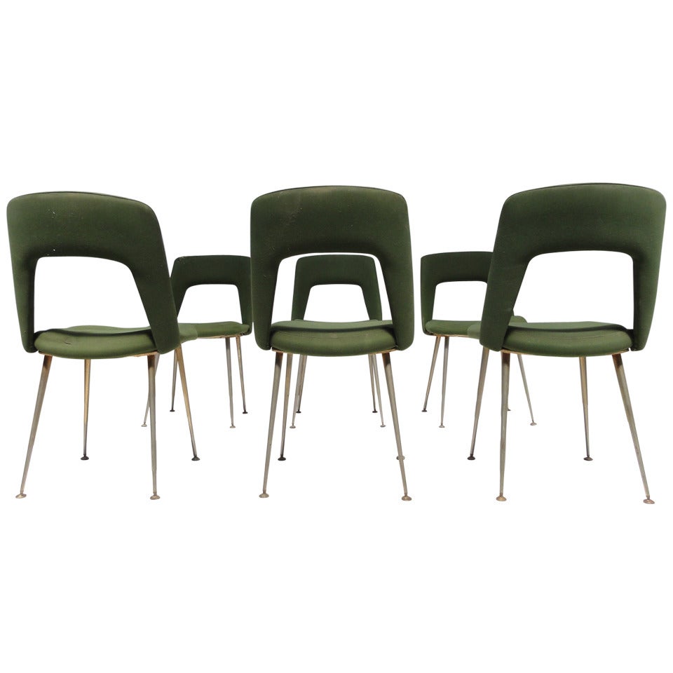 Six as found French Dining Chairs in the Style of Arflex and Augusto Bozzi